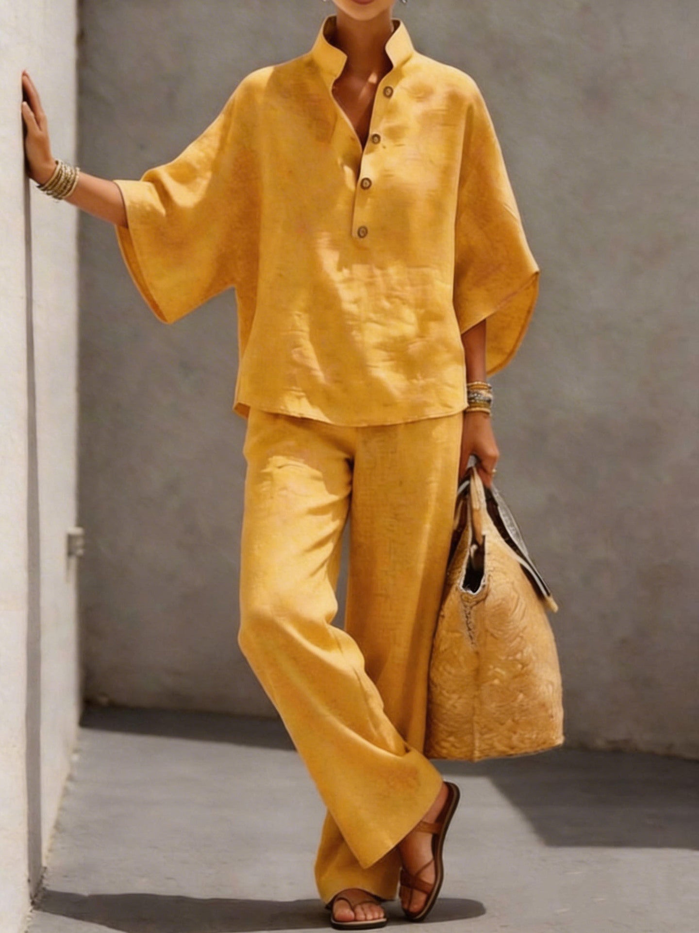 Women's Cotton Linen 2-Pcs Set