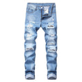 Men's Ripped Straight Slim Non-Stretch Jeans