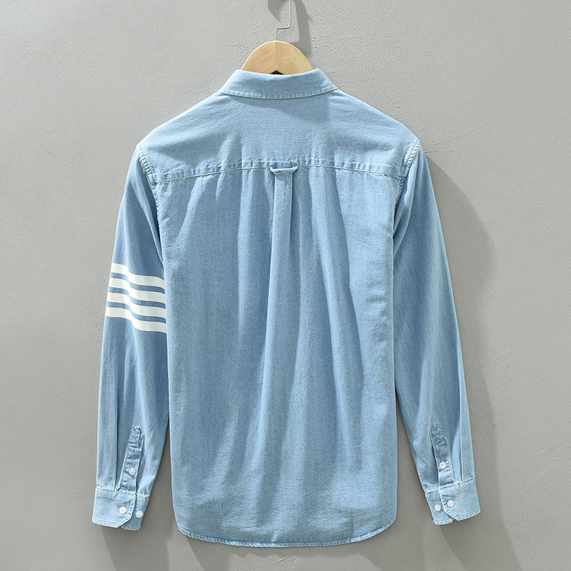 Mens Korean Style Denim Shirt