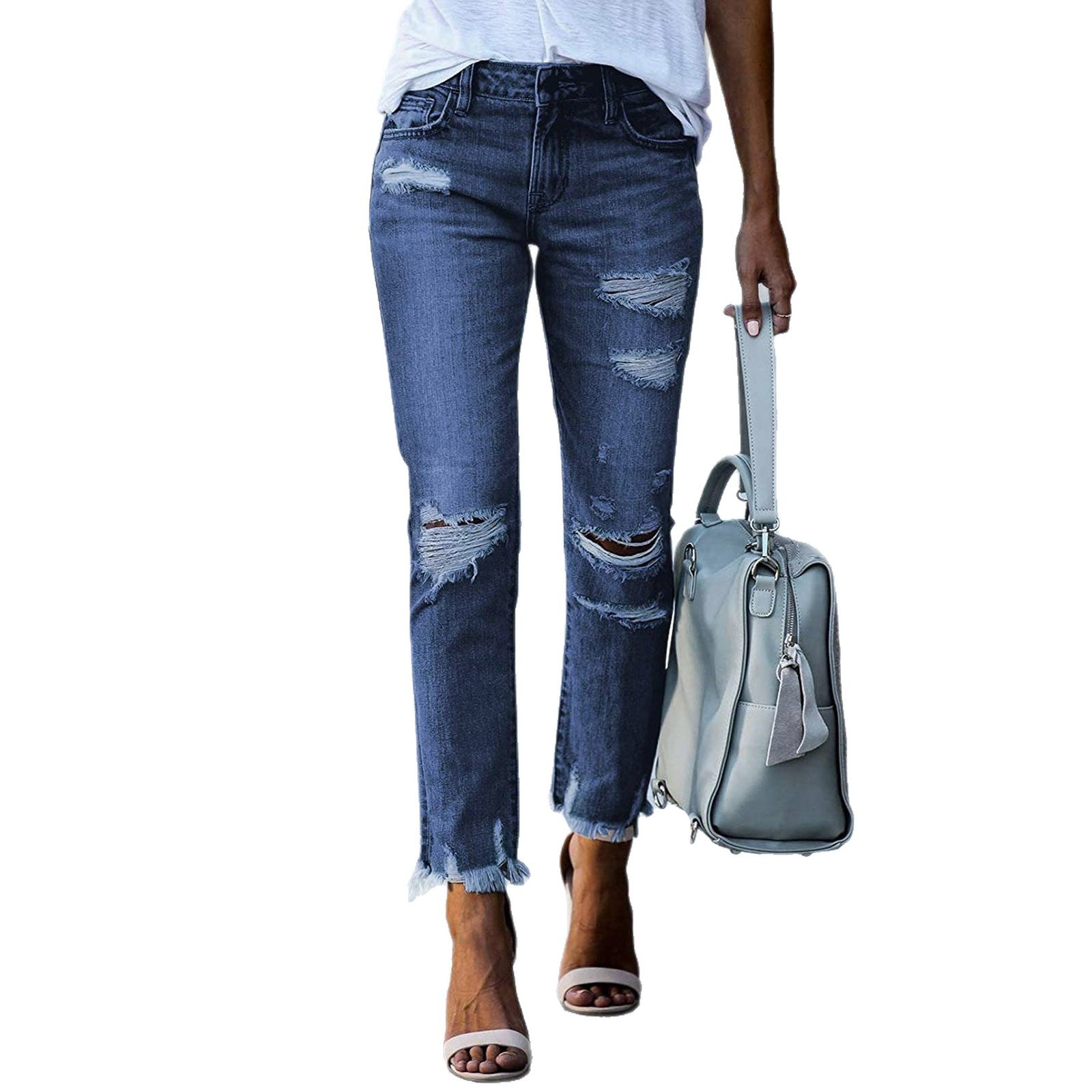 Womens Slim Fit Ripped Jeans