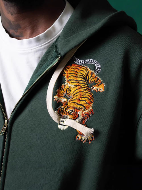 American Style Embroidered Zip Hoodie