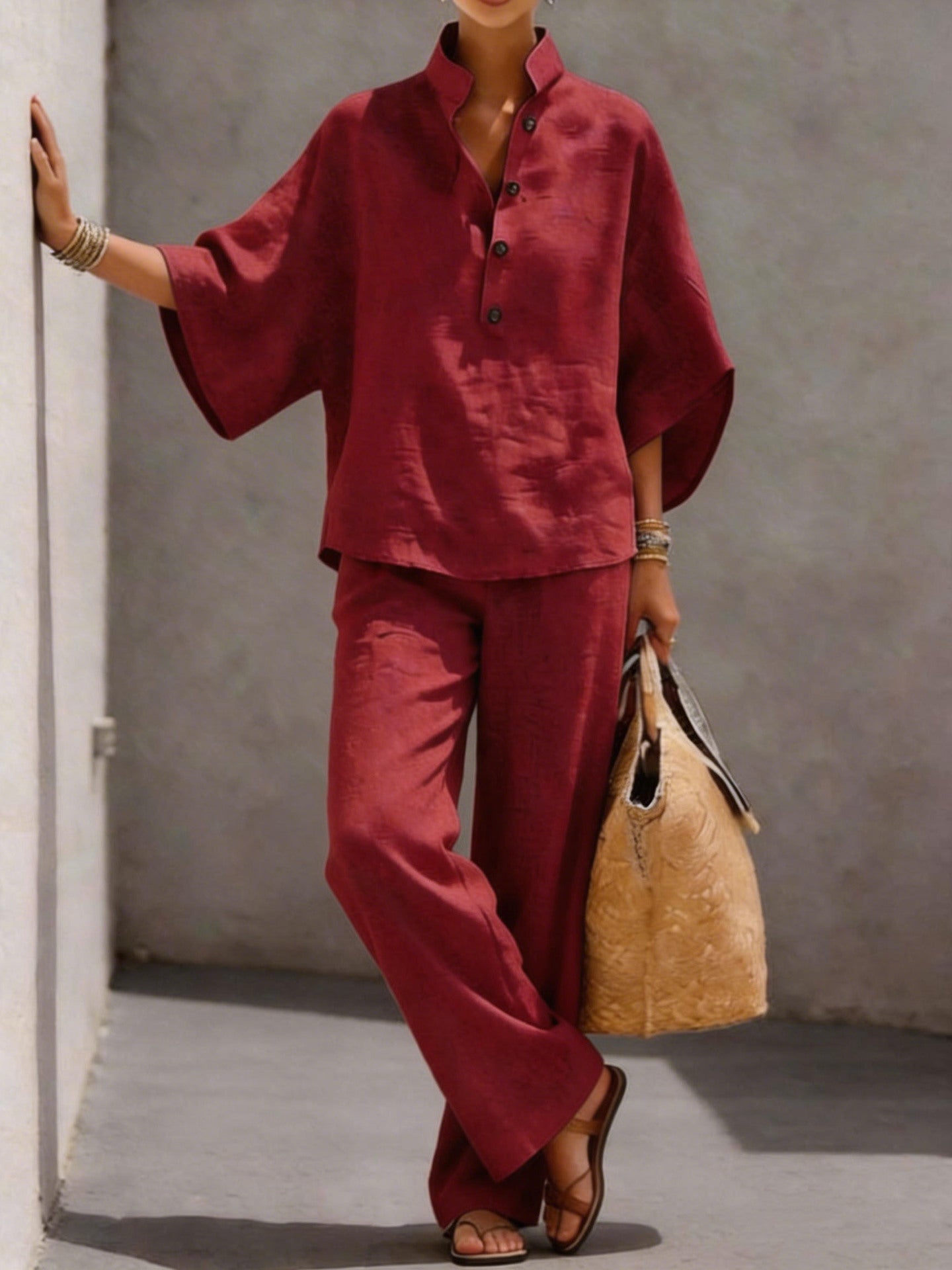 Women's Cotton Linen 2-Pcs Set
