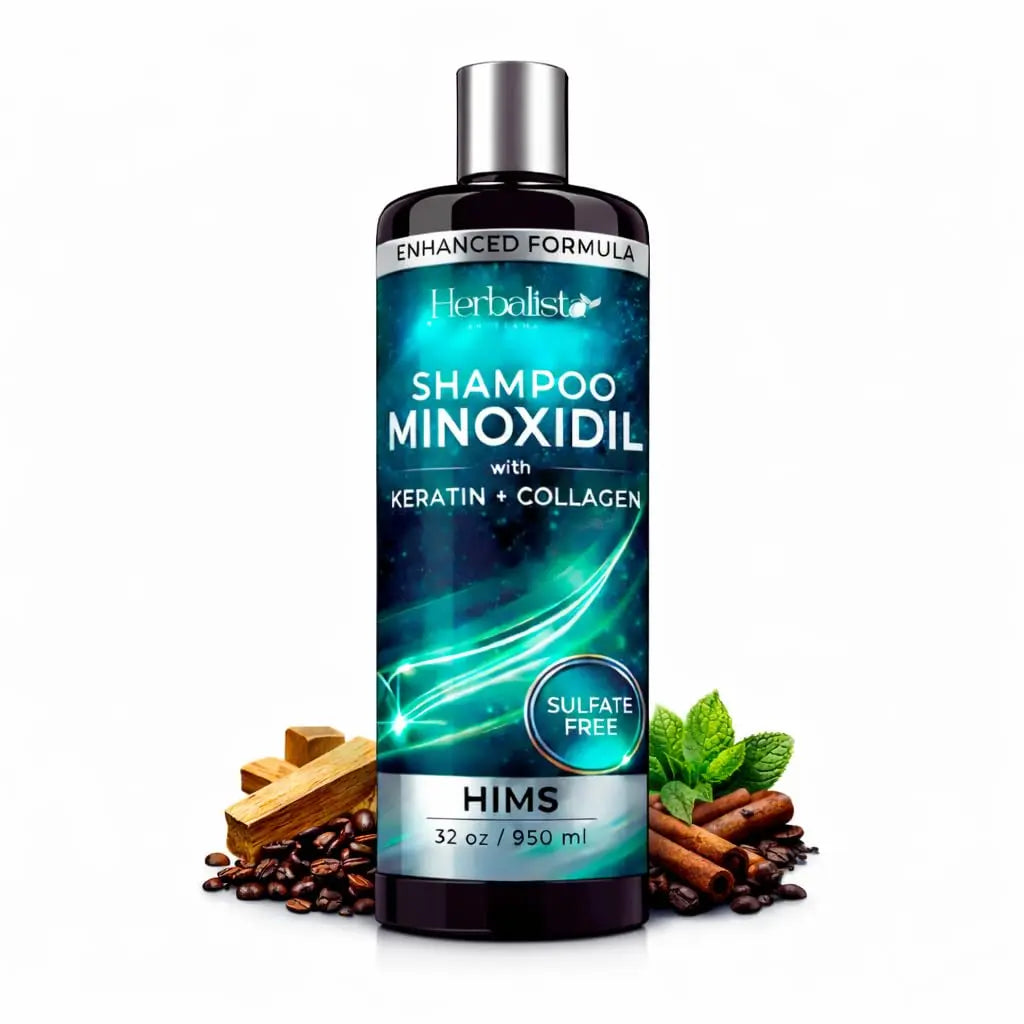 950ML Minoxidil + Biotin + Collagen MEN Shampoo 32oz For HIM - Sulfate-Free Thickening Hair Cleanser for Fuller-Looking, Stronger Hair, Unisex Daily Scalp Care.