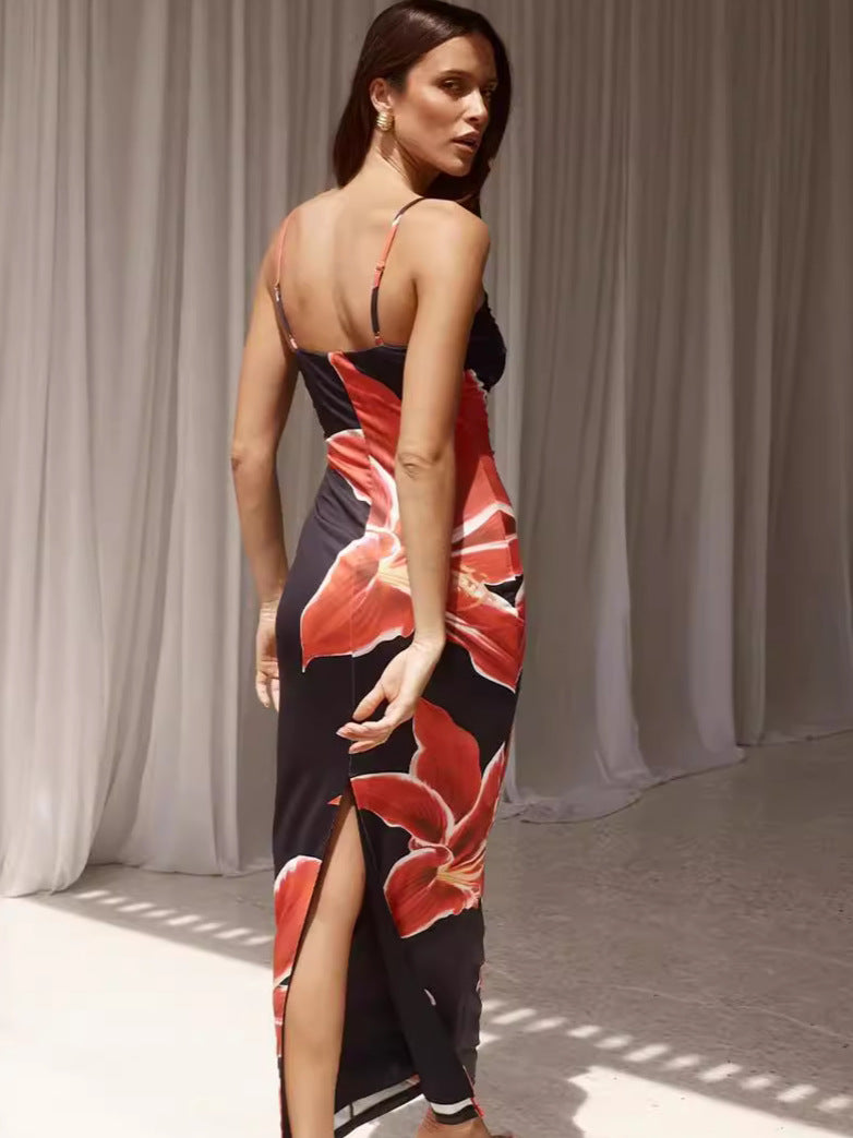 Floral Print Slit Dress