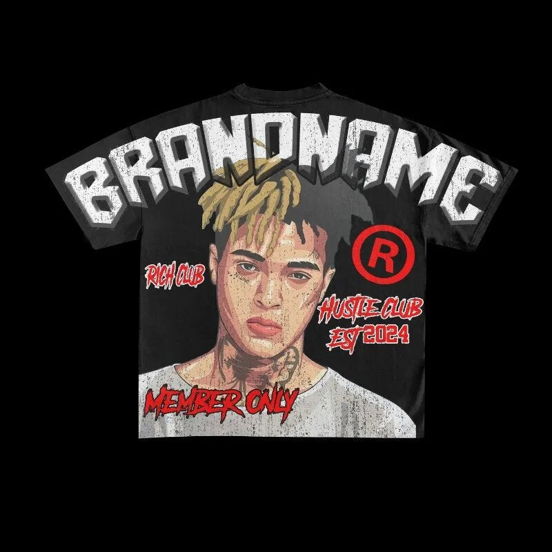 Hip Hop Cartoon Printed T-Shirt
