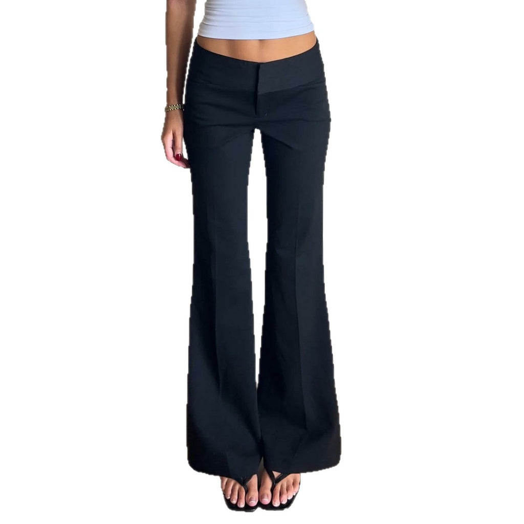 Womens Low Waist Flared Casual Pants