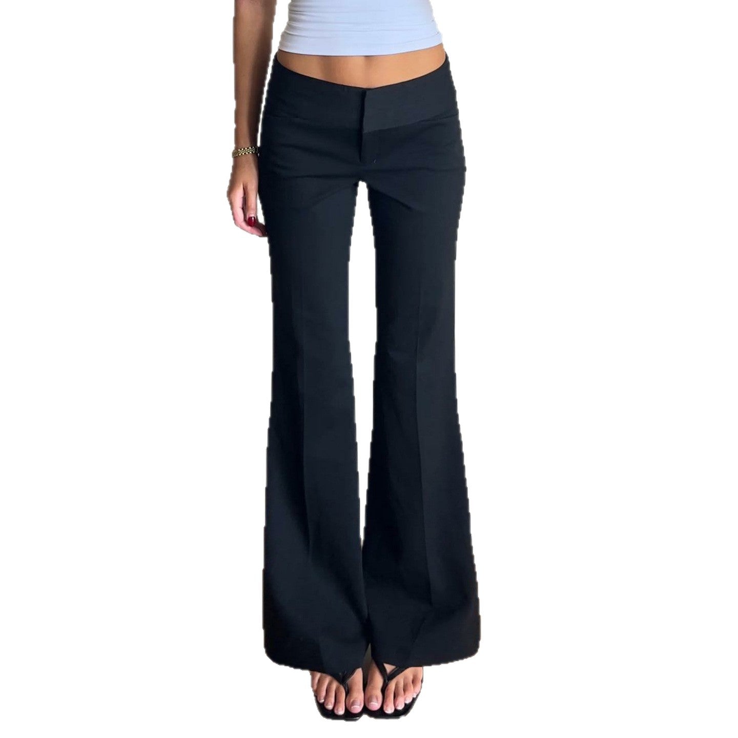 Womens Low Waist Flared Casual Pants