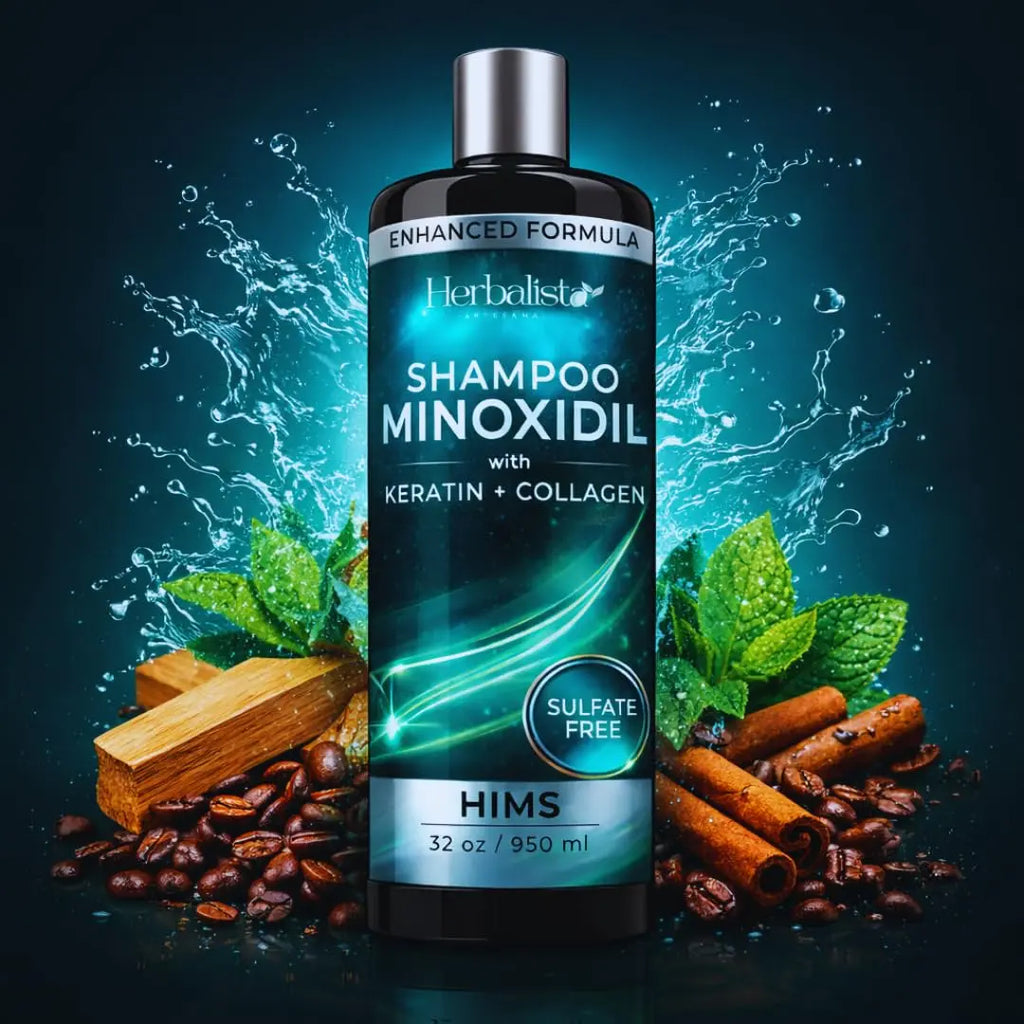 950ML Minoxidil + Biotin + Collagen MEN Shampoo 32oz For HIM - Sulfate-Free Thickening Hair Cleanser for Fuller-Looking, Stronger Hair, Unisex Daily Scalp Care.