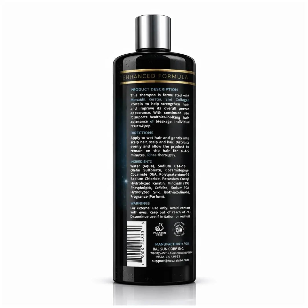 950ML Minoxidil + Biotin + Collagen MEN Shampoo 32oz For HIM - Sulfate-Free Thickening Hair Cleanser for Fuller-Looking, Stronger Hair, Unisex Daily Scalp Care.