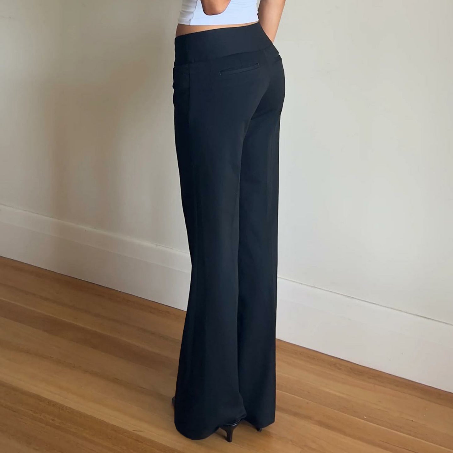 Womens Low Waist Flared Casual Pants