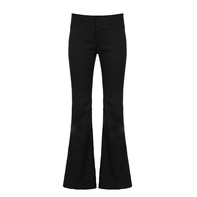 Womens Low Waist Flared Casual Pants