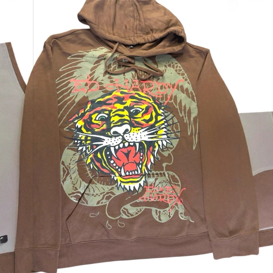 Men's Zip Hoodie Tiger Print Sweatshirt