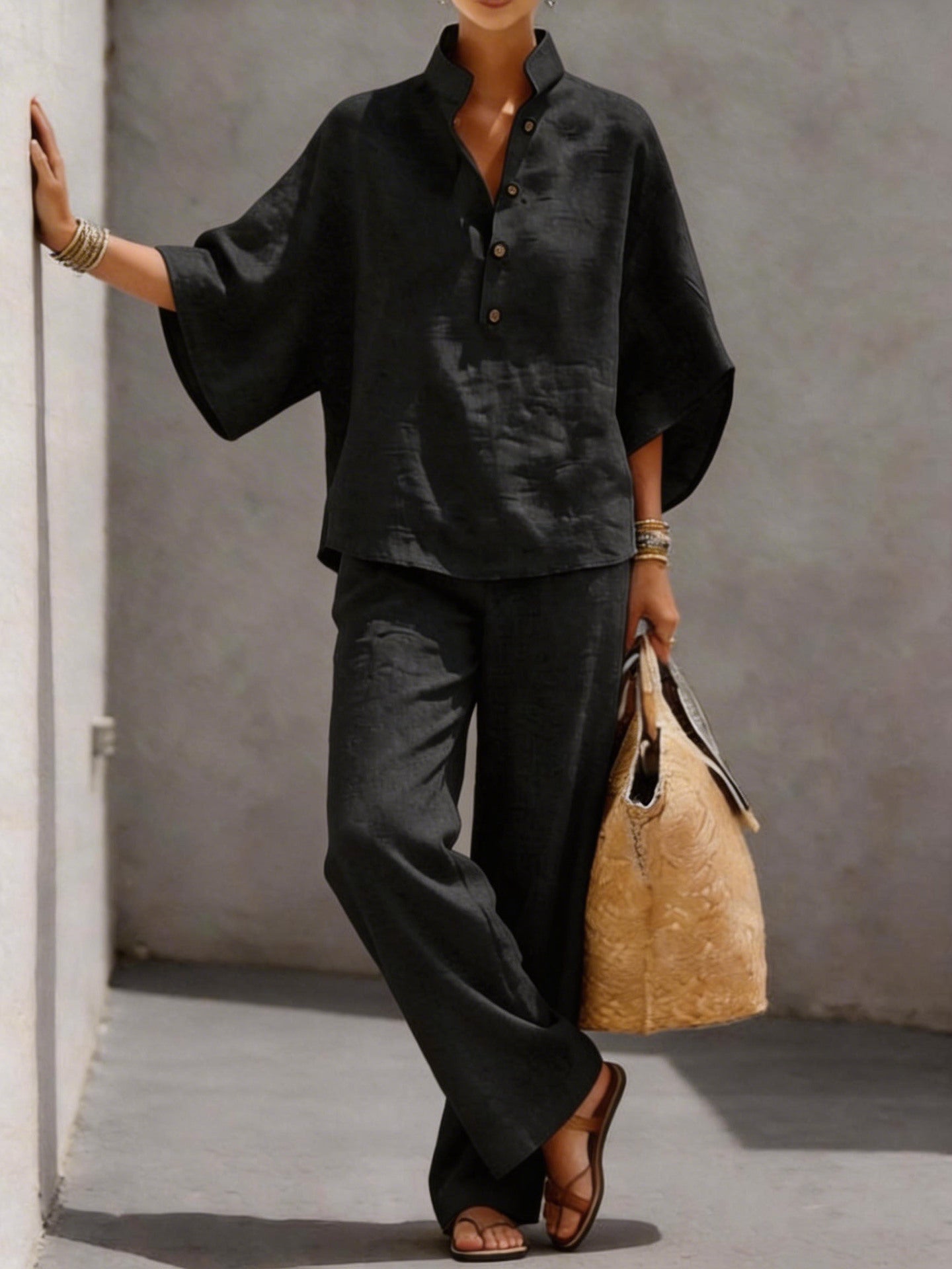 Women's Cotton Linen 2-Pcs Set