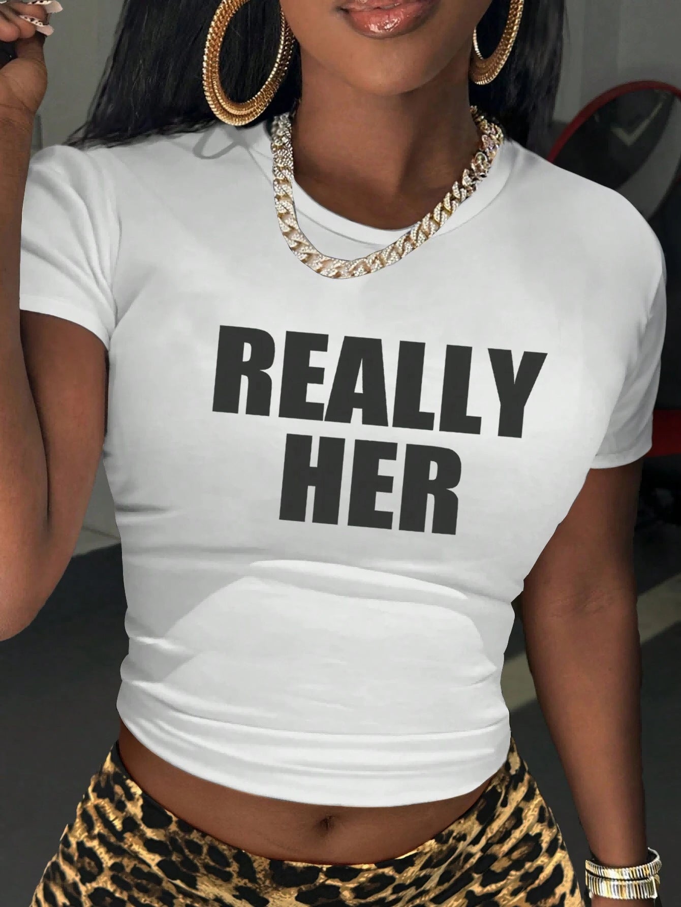 Women's Letter Print Cropped T-Shirt