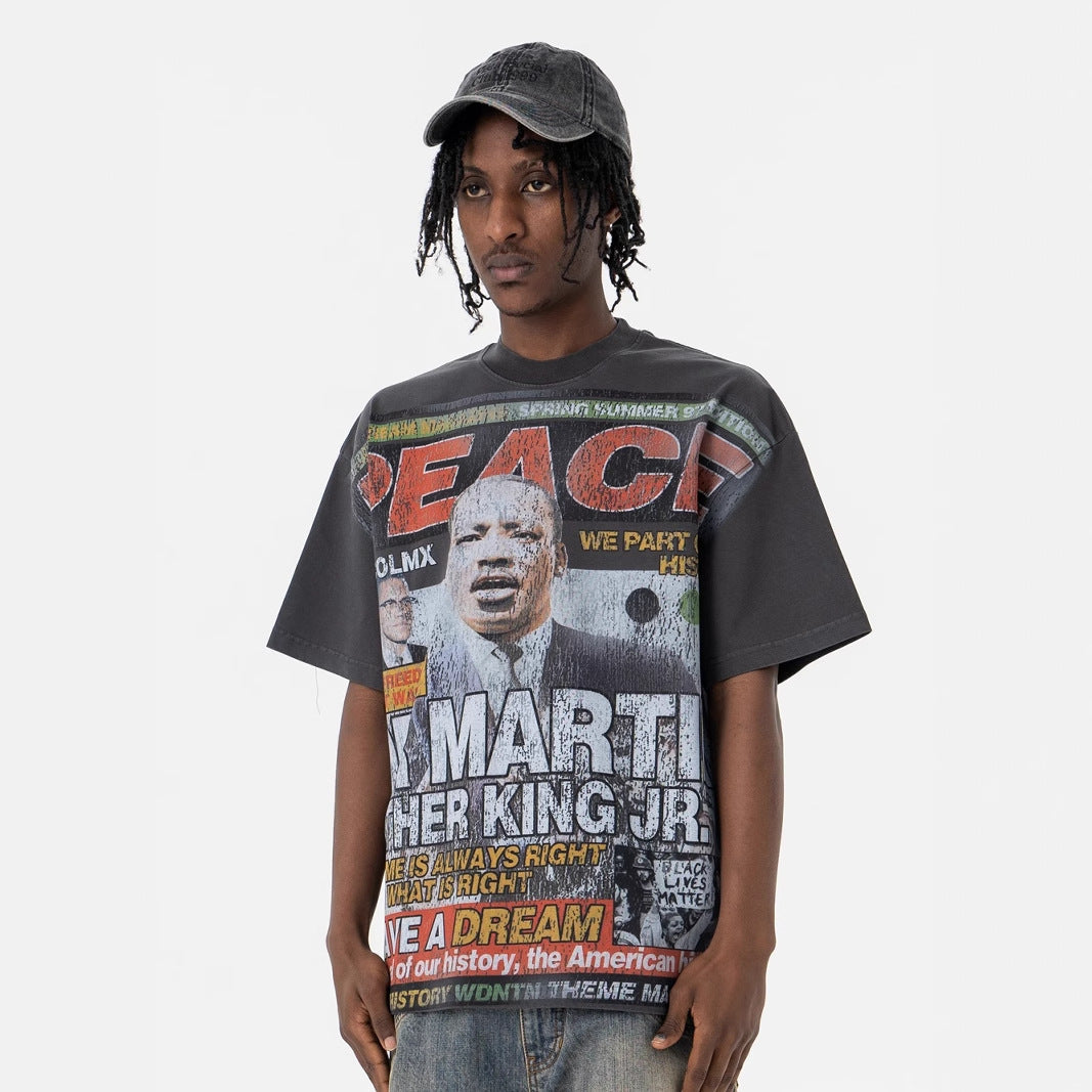 Mens Vintage Rap Print Cotton T-Shirt