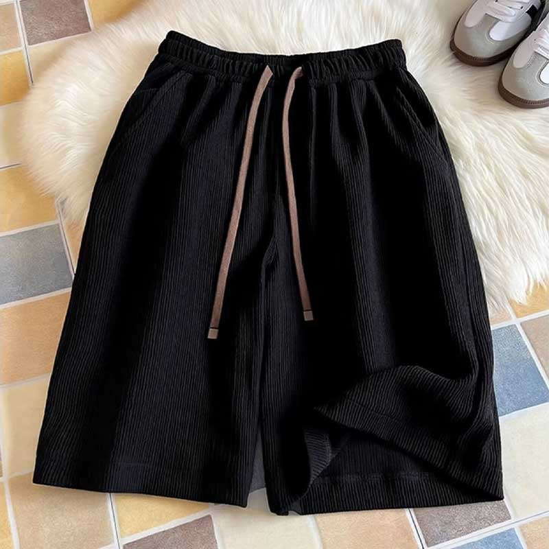 Pleated Ice Silk Mens Shorts