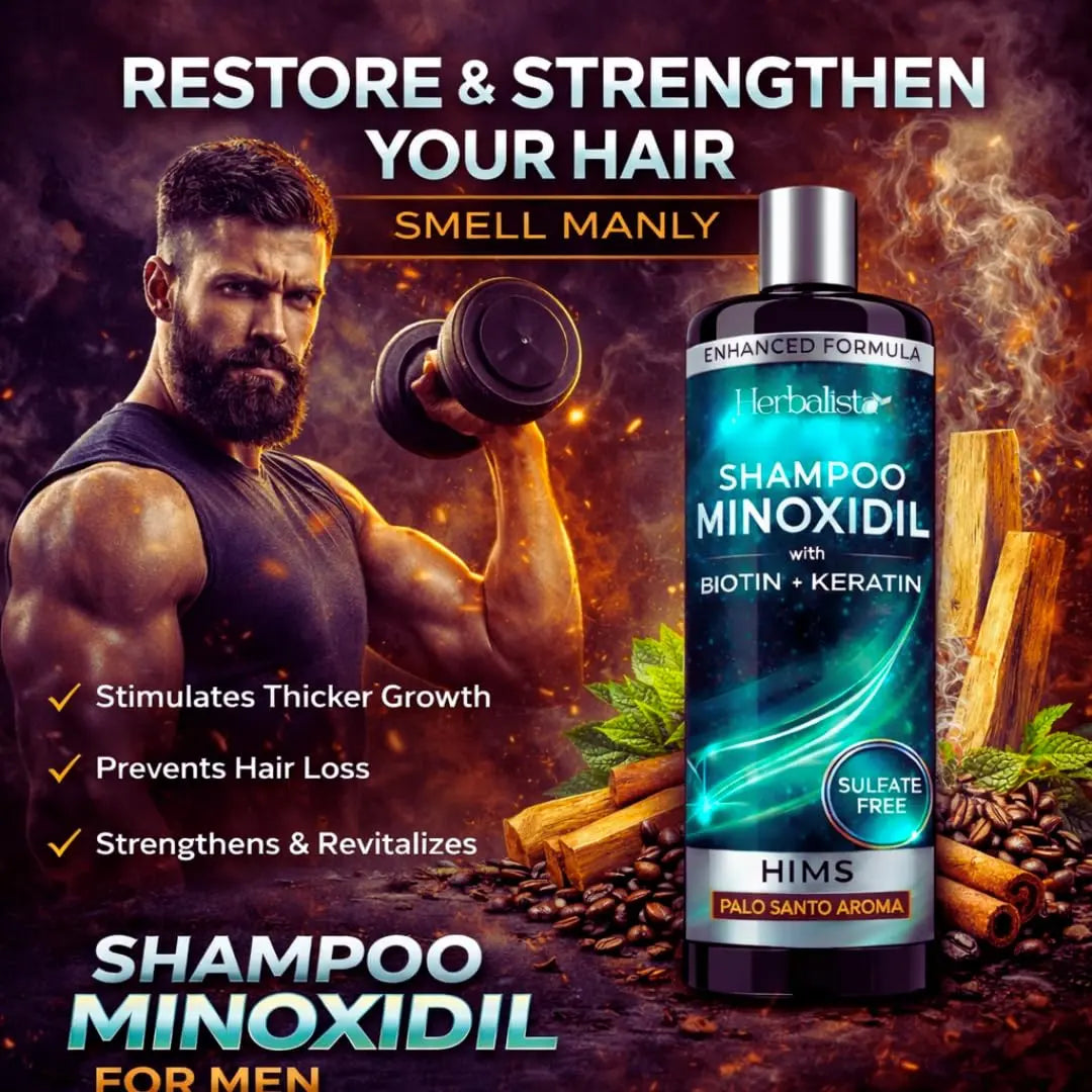 950ML Minoxidil + Biotin + Collagen MEN Shampoo 32oz For HIM - Sulfate-Free Thickening Hair Cleanser for Fuller-Looking, Stronger Hair, Unisex Daily Scalp Care.