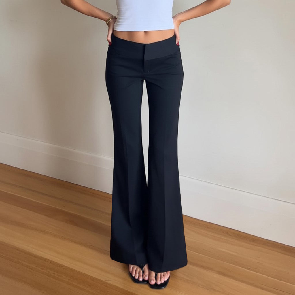 Womens Low Waist Flared Casual Pants