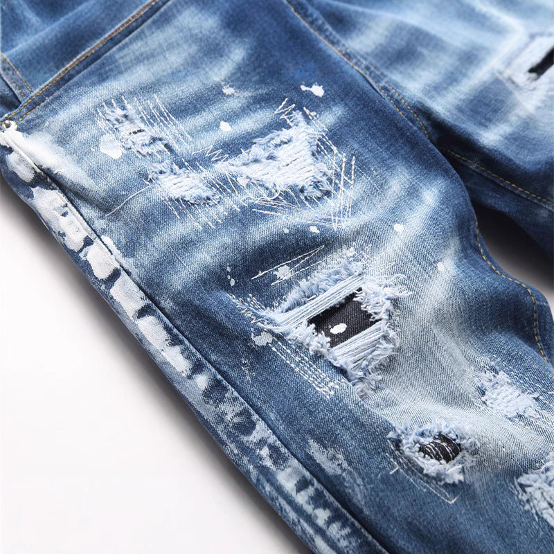 Slim-Fit Distressed Denim Jeans